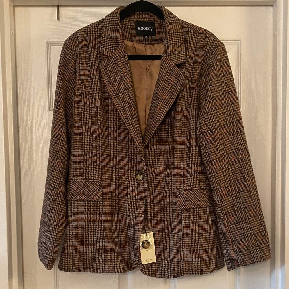 Women's Brown Plaid Blazer